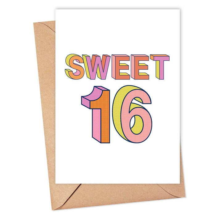 16th Birthday Card Sweet 16 Funny Milestone Greeting Cards for wholesale by R is for Robo