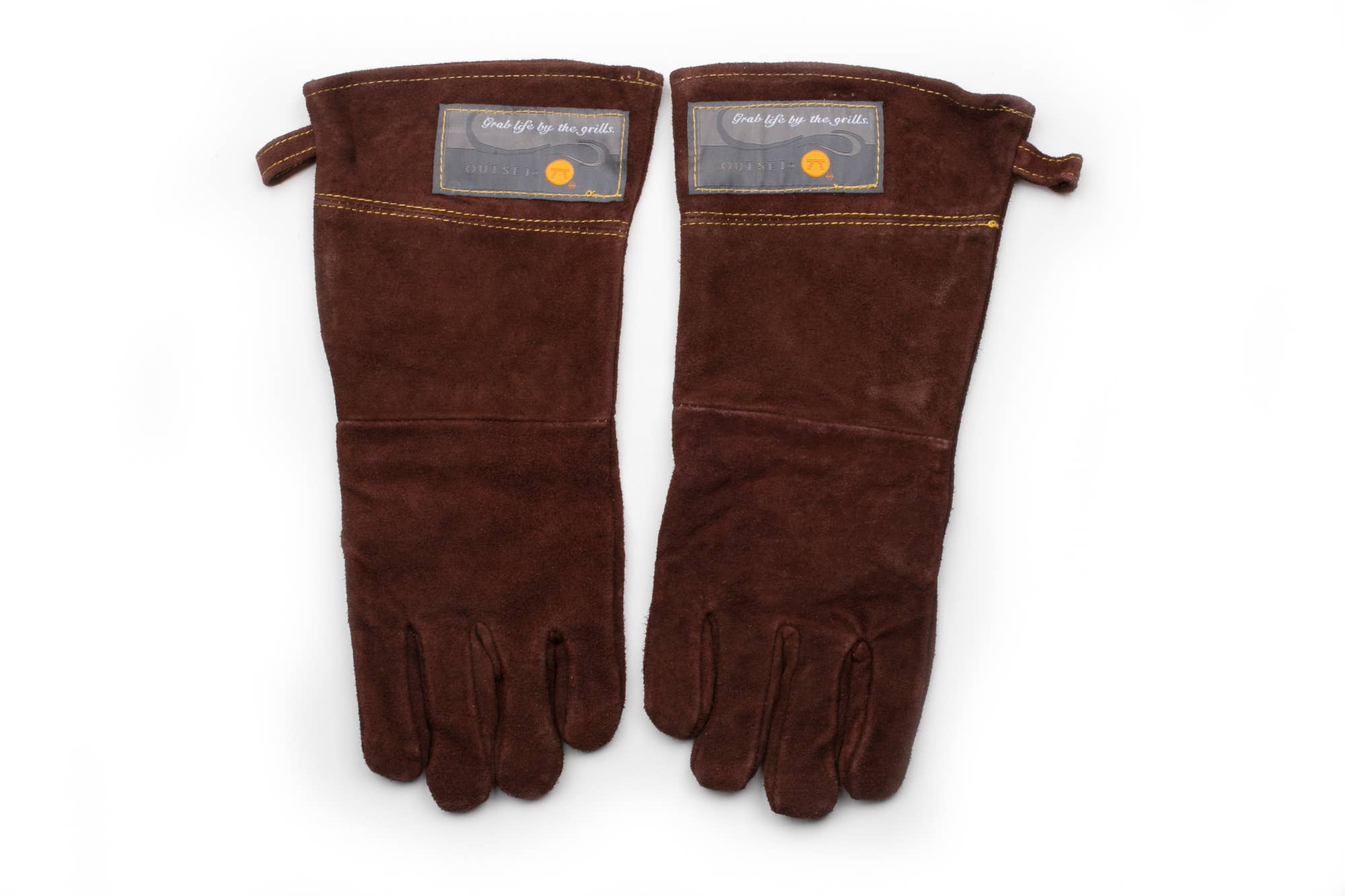 Fox Run Brands – wholesale Oven mitt/pot holder – Outset Brown Leather Grill Gloves, Set of 2, 15"6