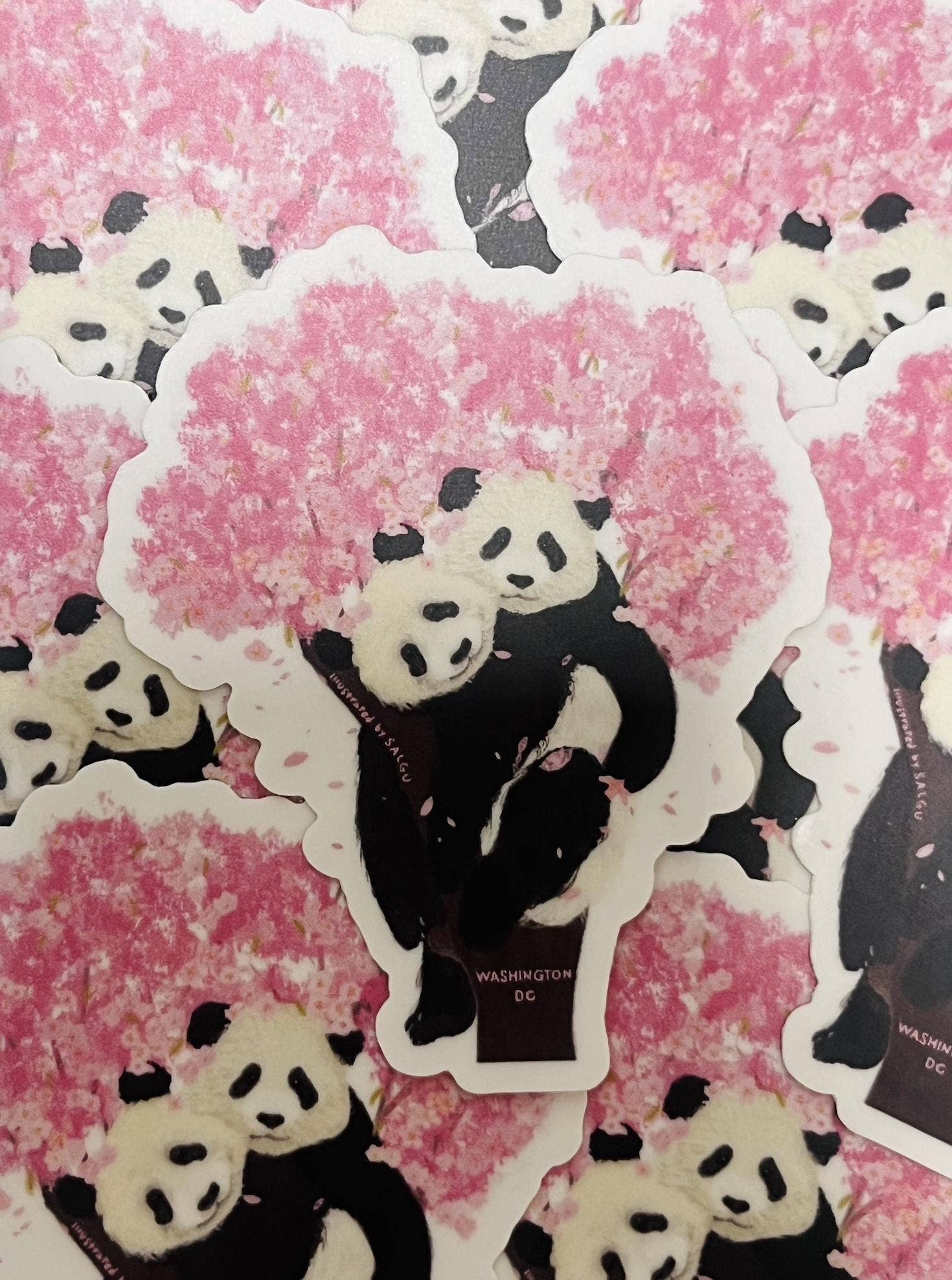 Salgu - Wholesale Sticker - Sticker - Giant Pandas Bao Li & Qing Bao On Cherry Tree1