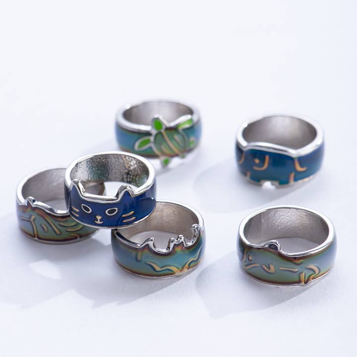 GeoCentral - Wholesale Band/Stacked Ring - Animal Band Mood Rings