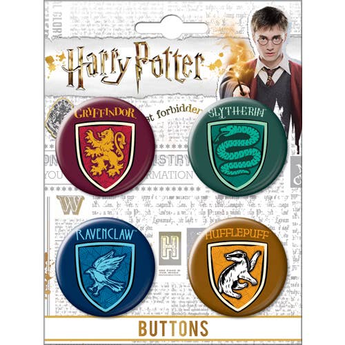 Harry Potter ST Crests 4 Button Set Carded 4 Button Set for wholesale by Ata-Boy