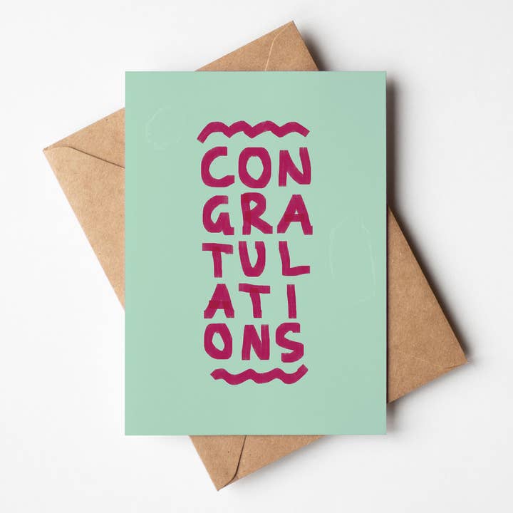 Gefeliciteerd Kaart - Blauw/Paars voor wholesale door Createdbyharry