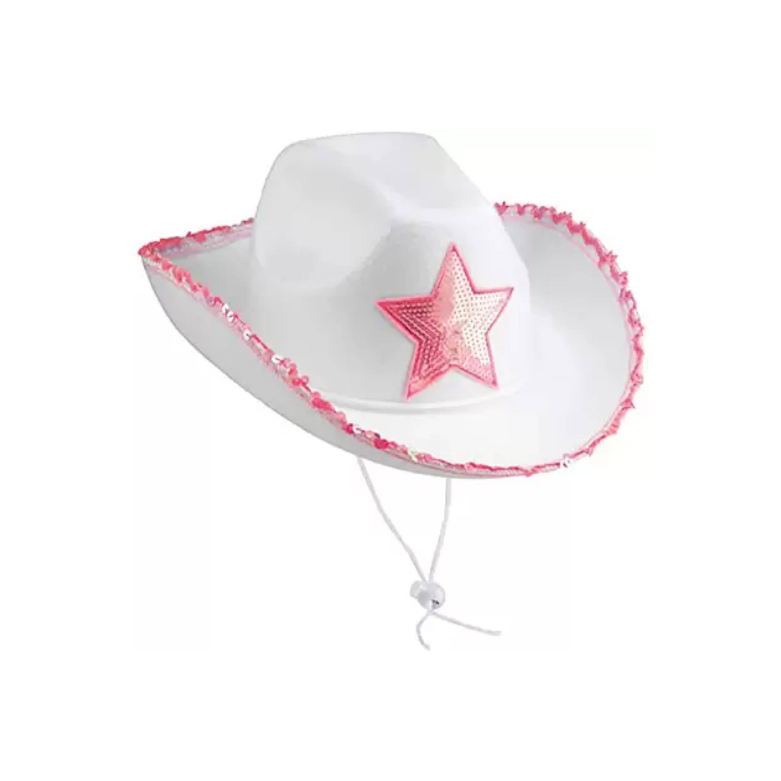 HALLEE - Wholesale Cowboy Hat - Women's - White Felt Cowgirl Hat with Pink Star1