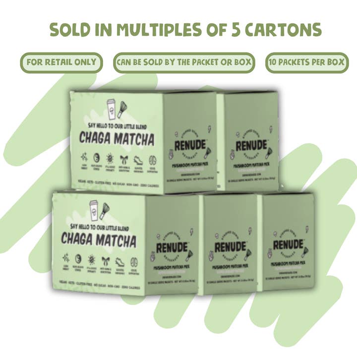 Chaga Matcha Single Serve Box - 5 Pack and other Purchase Wholesale organic monk fruit sweetener. Free Returns & Net 60 Terms on Faire trending on Faire.