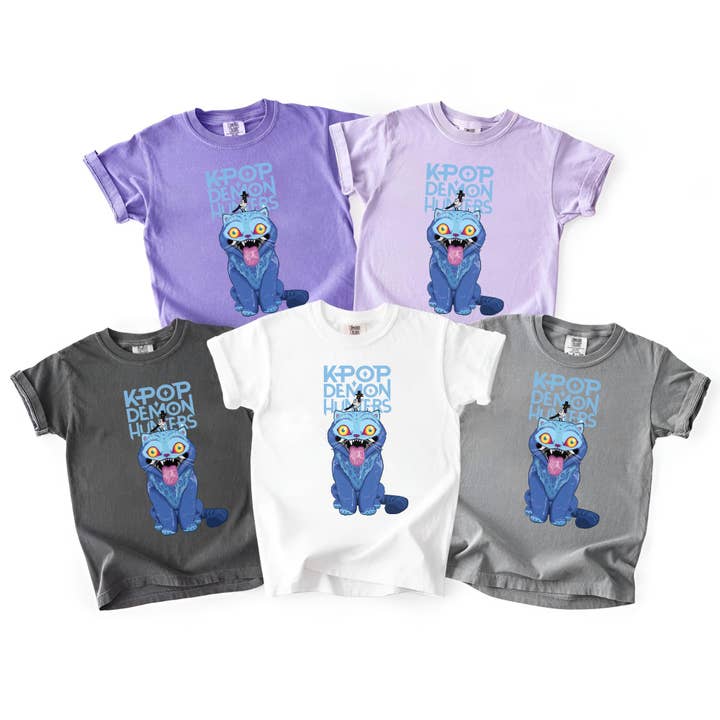 Glaime - Wholesale Screen Printed T-Shirt - Kids - Kpop Demon Hunter Tiger Comfort Colors Kid T-Shirt,Anime Tee1