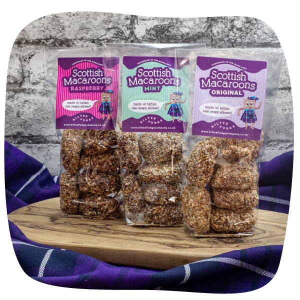 Kilted Fudge Company – Engroshandel Cookie – Traditionelle skotske macarons - blandet æske