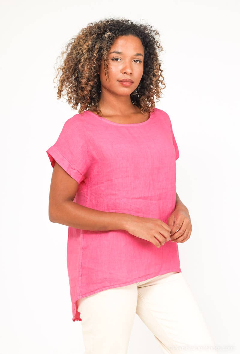 L'Emotion – wholesale Tunic – Women’s – Buttoned Back Opening T-Shirt 100% Linen5