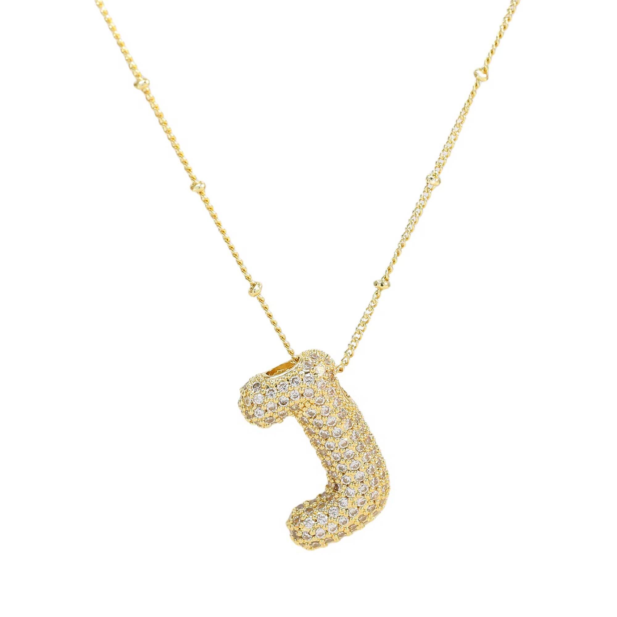 Savvy Bling - Wholesale Pendant/Charm Necklace - Initial CZ Balloon Bubble 18K Gold Necklace9