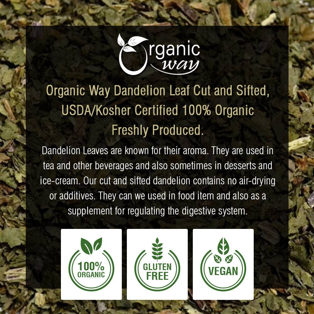 Organic Way LLC - Vente Thé en vrac - Feuille de pissenlit (Taraxacum Officinale) coupée et tamisée - Tisane | Récolte sauvage européenne | Certifié casher et USDA | Végan, non-OGM et sans gluten | 100 % brut d'Albanie3