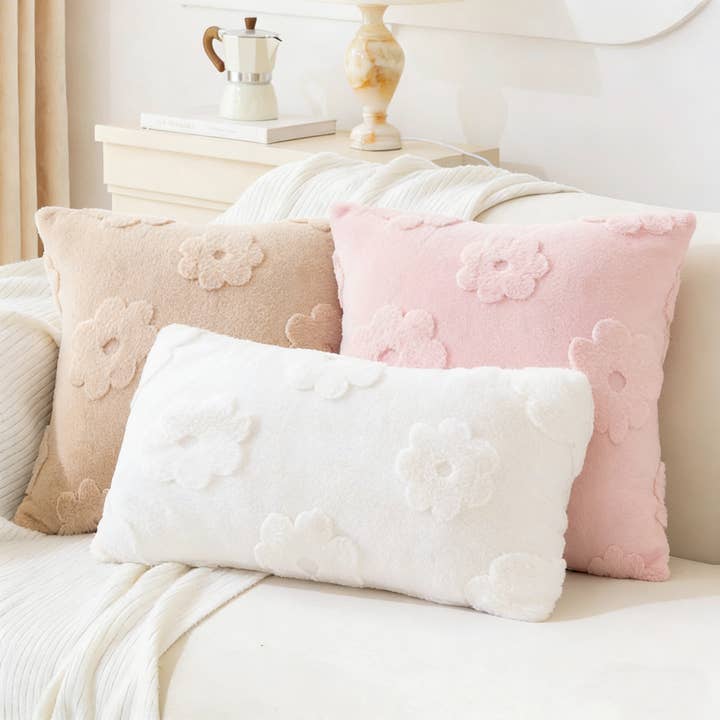 Embossed Floral Throw Pillow 18"x18" Insert In Home Decor for wholesale by FLUFFERY