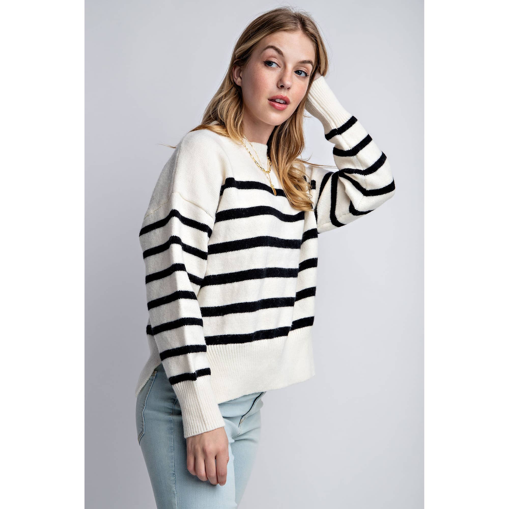 Sweet Generis - Wholesale Knit Sweater - Women's - CLASSIC STRIPE OVERSIZE PULLOVER10