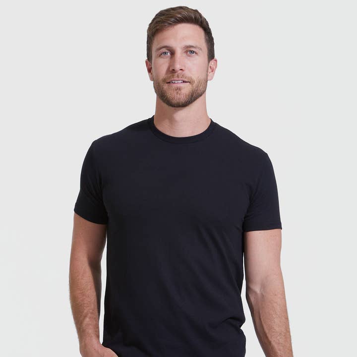 Short Sleeve T-Shirt | Tall | Crew Neck | Straight Hem | Black for wholesale by True Classic