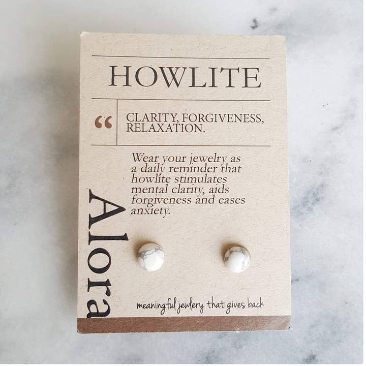Gemstone Stud Earrings | Howlite Gemstone for wholesale by Alora Boutique Inc.