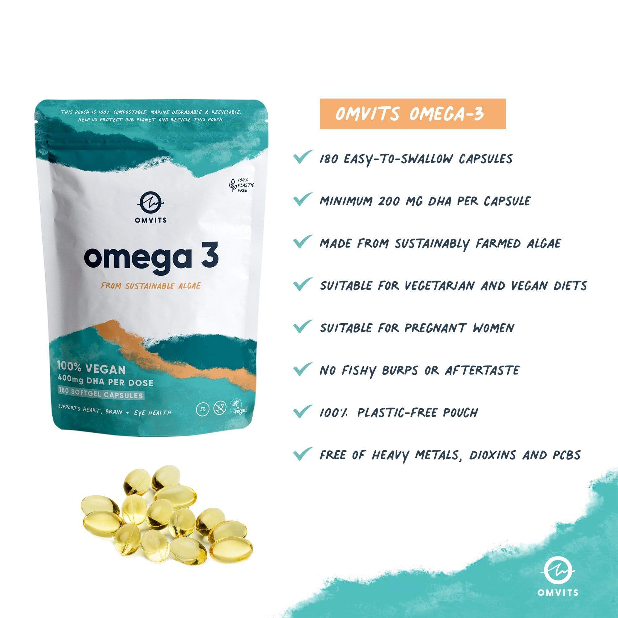 Omvits - Venta al por mayor Suplementos/vitaminas para beber - Omega 3 DHA vegano - Recarga triple2
