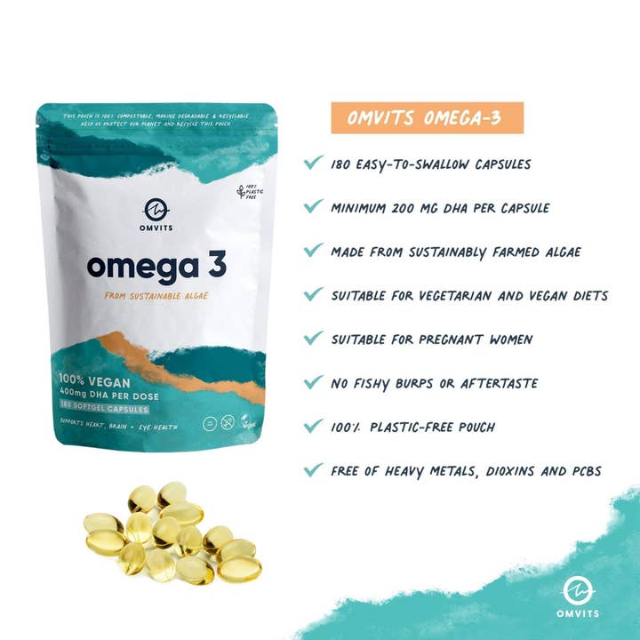 Omvits - Venta al por mayor Suplementos/vitaminas para beber - Omega 3 DHA vegano - Recarga triple2