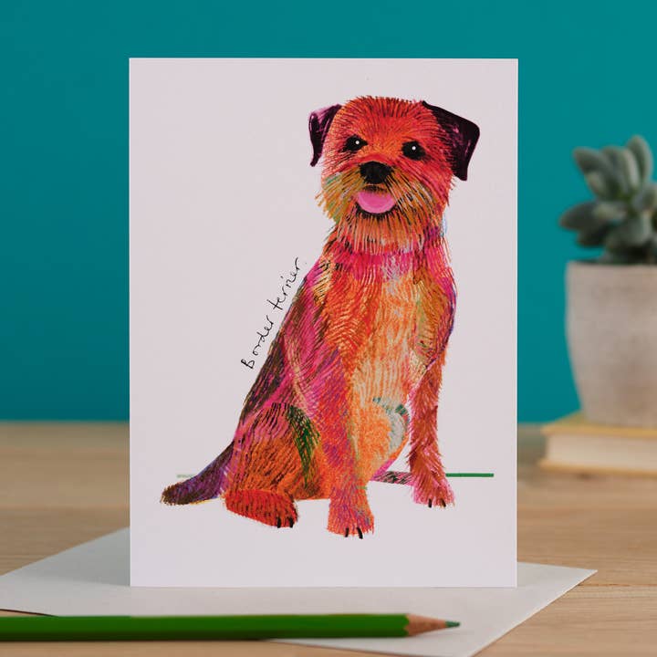 Border Terrier Dog Card, Dog Gift, I DREW DOGS, WF015 for wholesale by I Drew This