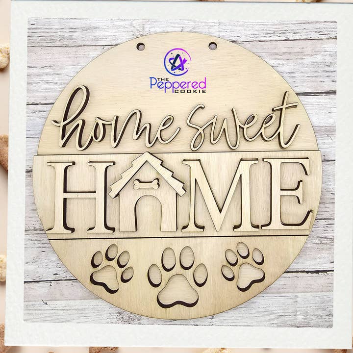 Door Hanger - Home Sweet Home Doghouse UNFINISHED for wholesale by The Peppered Cookie