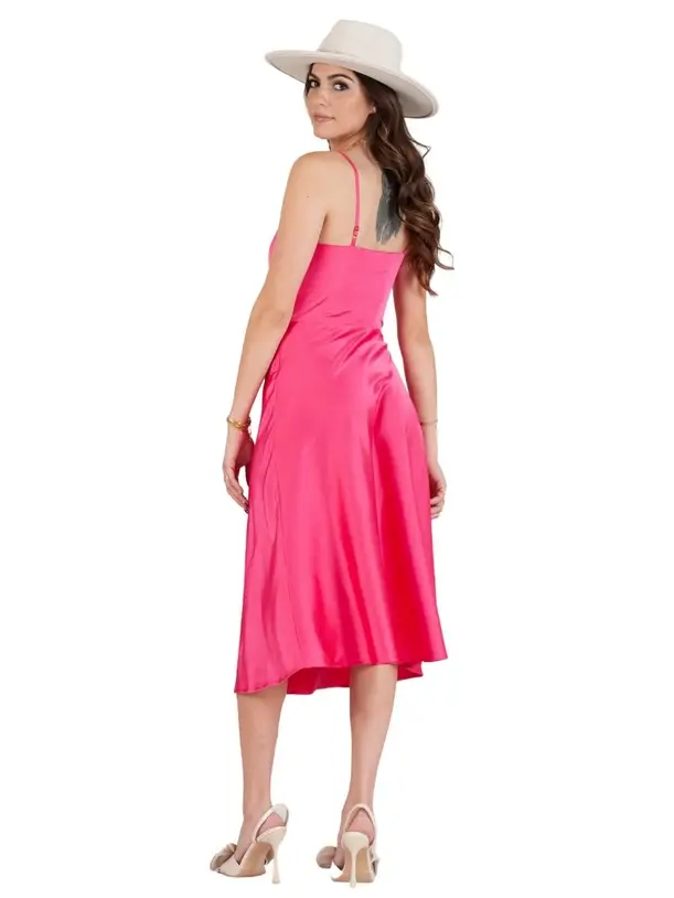 Lucca Couture - Vente Robe – femme - Robe nuisette midi en satin Pré-automne11