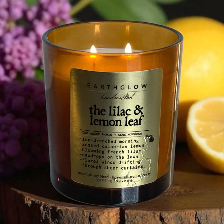 The Lilac + Lemon Leaf | 10.75 oz Natural Soy Blend Candle for wholesale by Earthglow