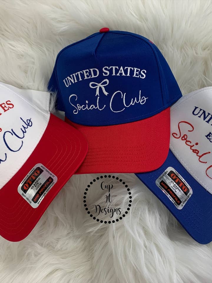 United States Social Club Embroidered Hat for wholesale by Cup It Designs