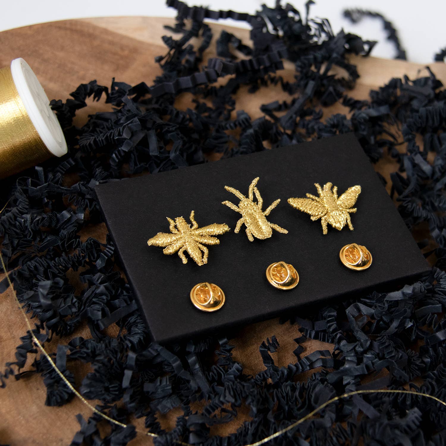 Botanopia USA - gifts , decor and cards for plant lovers - Wholesale Patch - Golden Embroidered Brooches - 3 little Bugs5