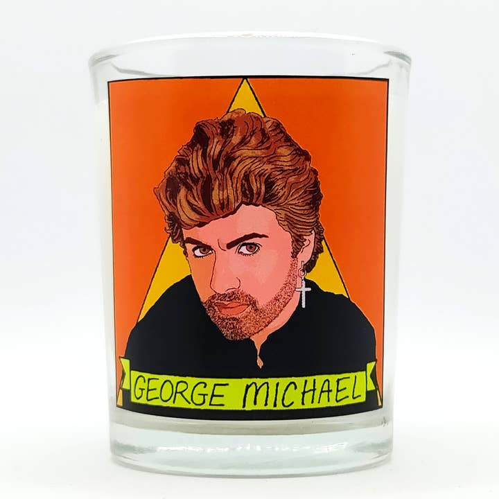 George Michael Glass Votive Candle for wholesale by Flaming Idols