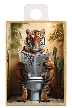 SJT Enterprises, Inc. - Wholesale Magnet - Tiger - sitting on the toilet reading a newspaper magnet0