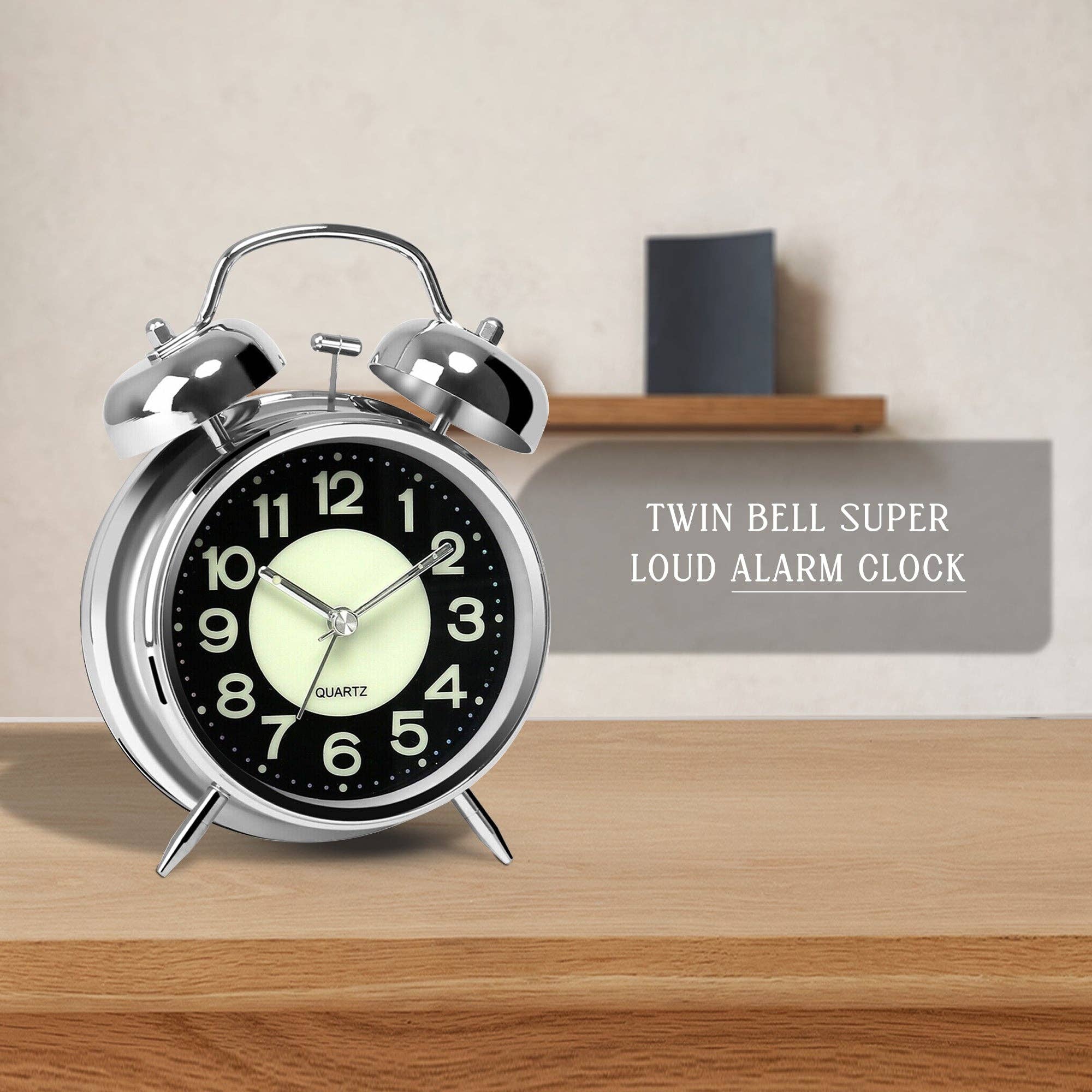 Ledsone – wholesale Alarm clock – Round Shape Retro Twin bell Loud Bedside Alarm clock~522114