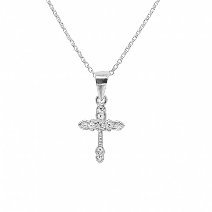 Collier « Little Saint » – Chaîne croix en argent rhodié 925 pour la vente par Impala