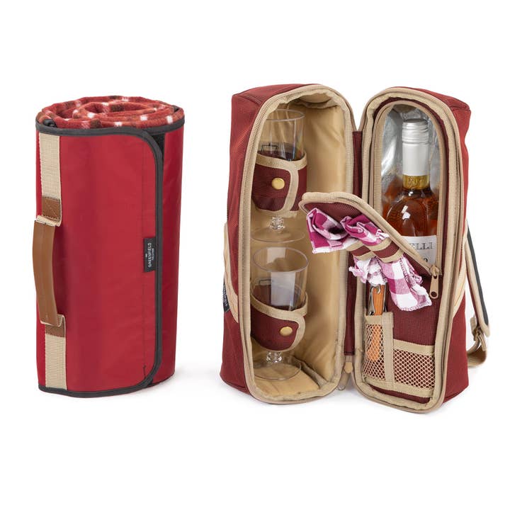 Deluxe Wine Cooler Bag for Two People with Matching Picnic Blanket for wholesale by Greenfield Collection