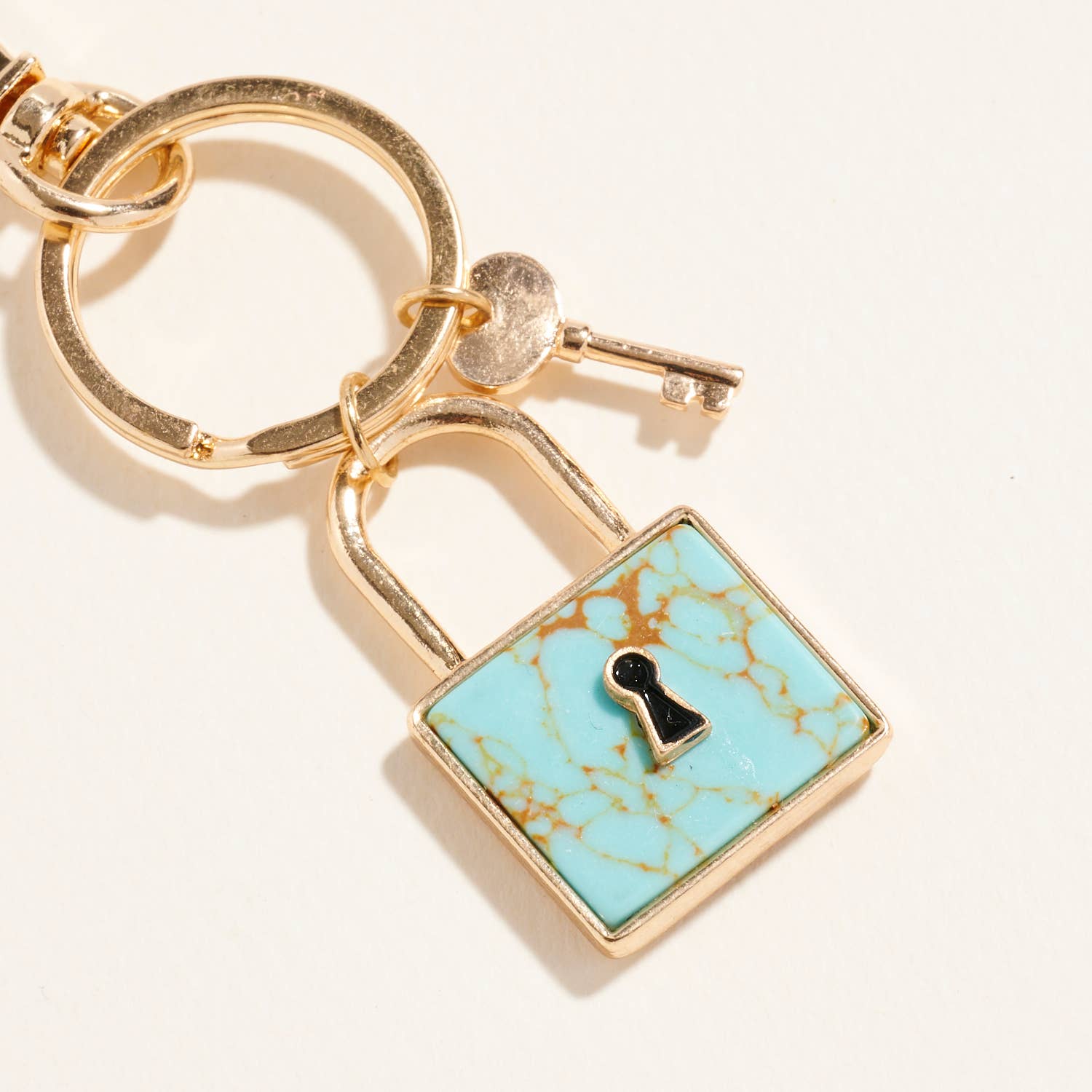 Designature New York - Wholesale Keychain - Unisex - Square Lock Shaped Semi Precious Stone Keychain8