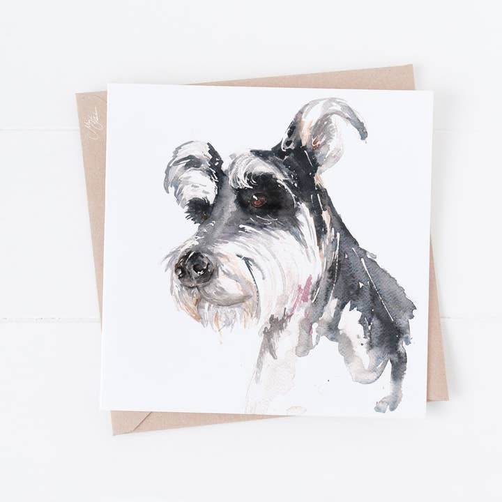 Biglietto d'auguri Schnauzer per la vendita all'ingrosso da parte di Meg Hawkins Art