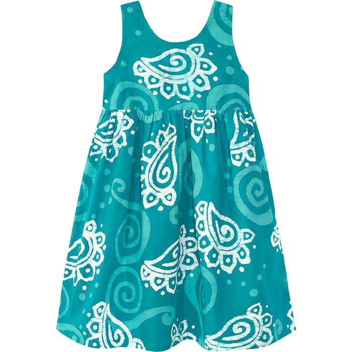 Global Mamas - Wholesale Dress - Kids - Kids: Sundress: Paisley - Teal-Organic0