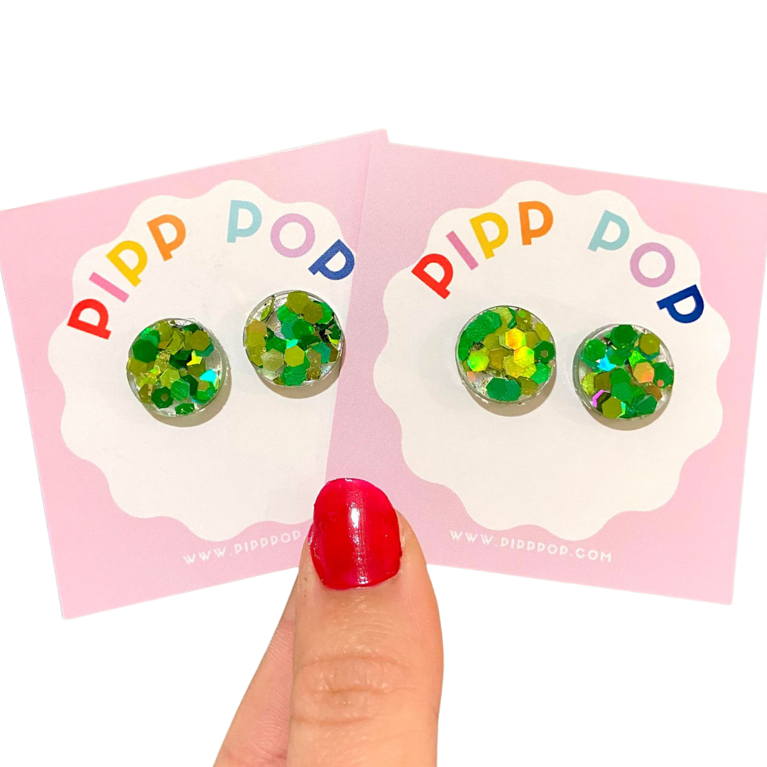 Pipp Pop - Wholesale Stud/Post Earrings - Glitter Resin Studs - 34 Colours Available5
