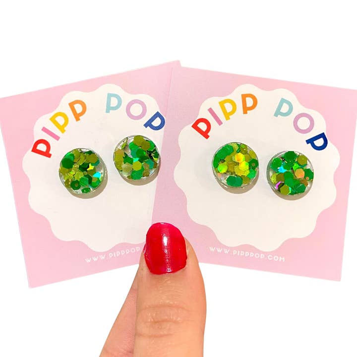 Pipp Pop - Wholesale Stud/post earrings - Glitter Resin Studs - 34 Colours Available5