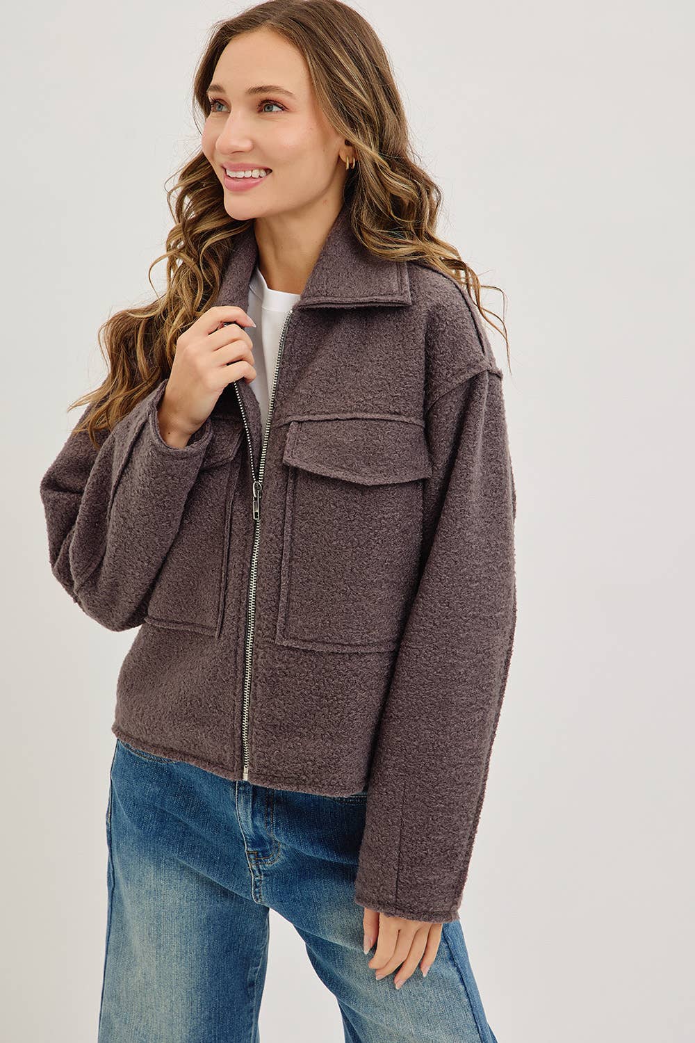 Sweet Lovely by Jen - Wholesale Bomber Jacket - Women's - TEXTURED BOMBER JACKET/OUTERWEAR 12