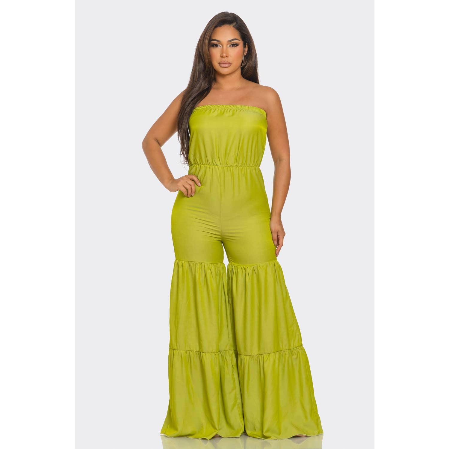 Style Up - Wholesale Jumpsuit - Women's - TIERED WIDE LEG TUBE JUMPSUIT6