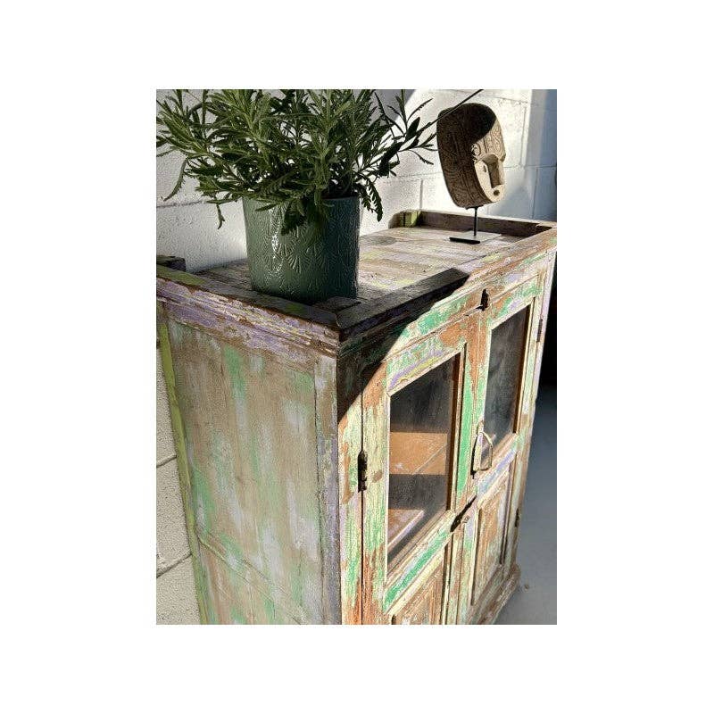 Paloma Black (Casa Natura Design, S.L.) - Wholesale Cabinet - Sunny Green Lilac & Natural Wood 2 Door Cabinet Sourced4