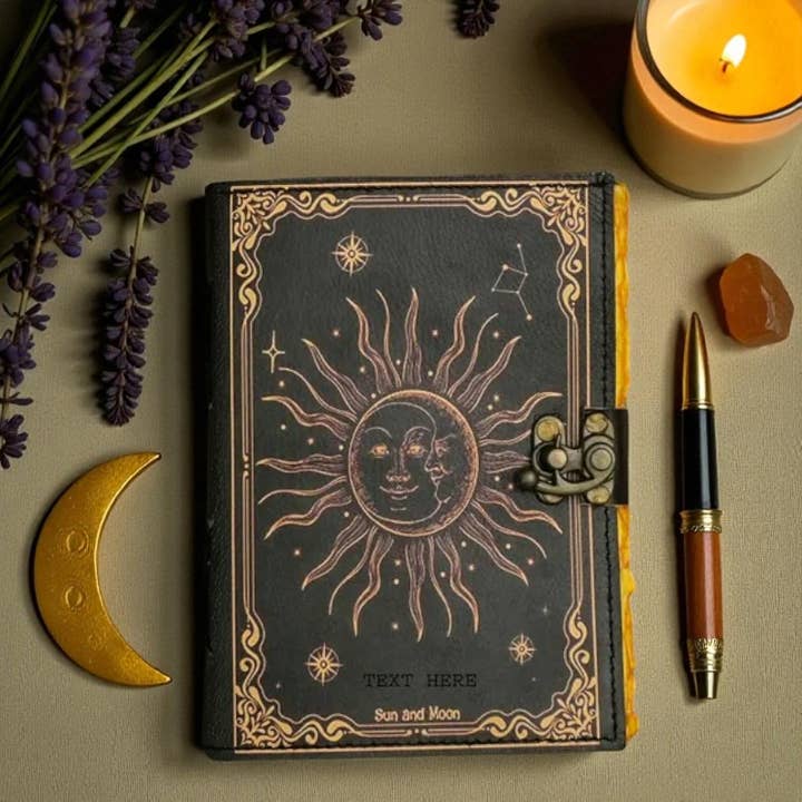 Leatherooze - Wholesale Journal Cover - Sun & Moon Leather Journal – Vintage Wiccan Grimoire4