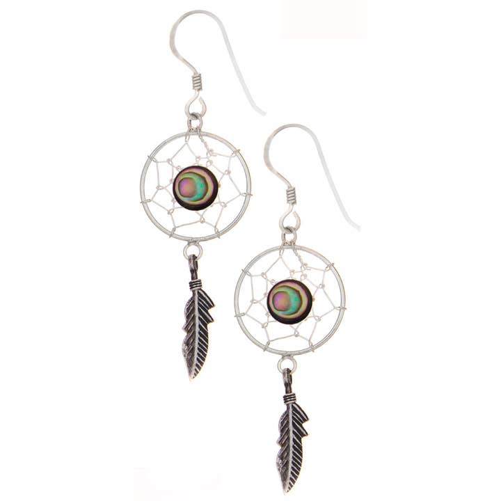 Dreamcatcher Abalone Shell Earrings for wholesale by Kheops BLJ Jewelry