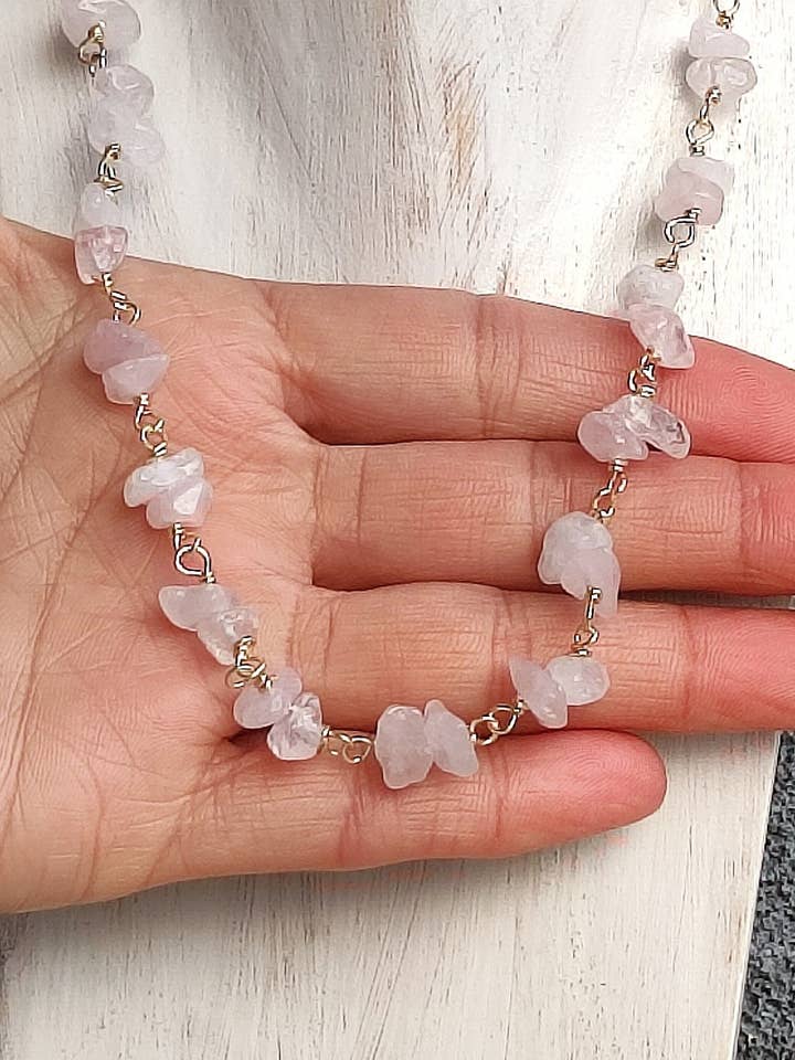 Halsband med rosenkvarts, rosenkvarts choker för wholesale av LegrosJewelry