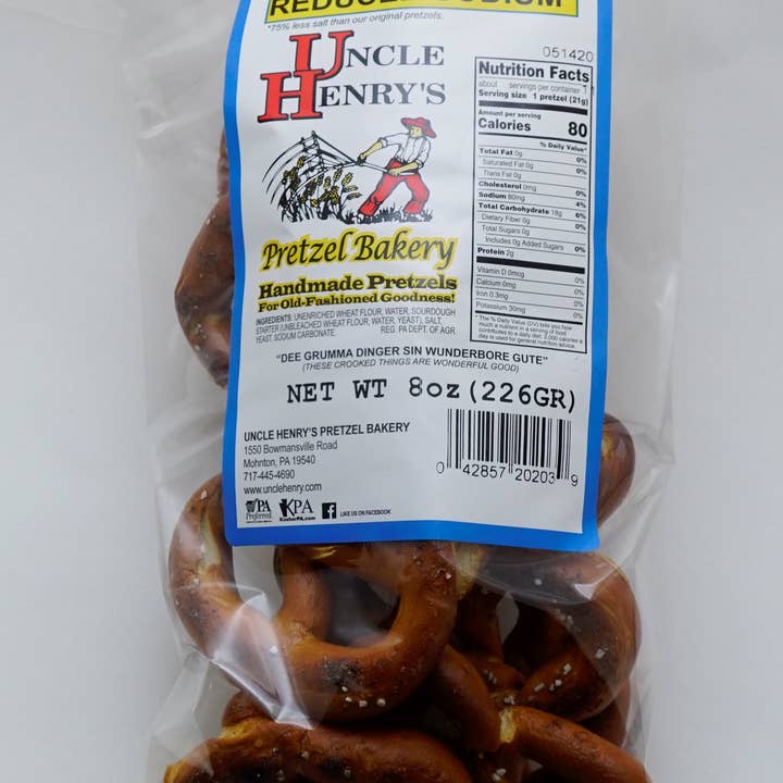 Uncle Henry's Pretzel Bakery - Wholesale Pretzels - Uncle Henry's Original Reduced Sodium Pretzels - 8 oz.