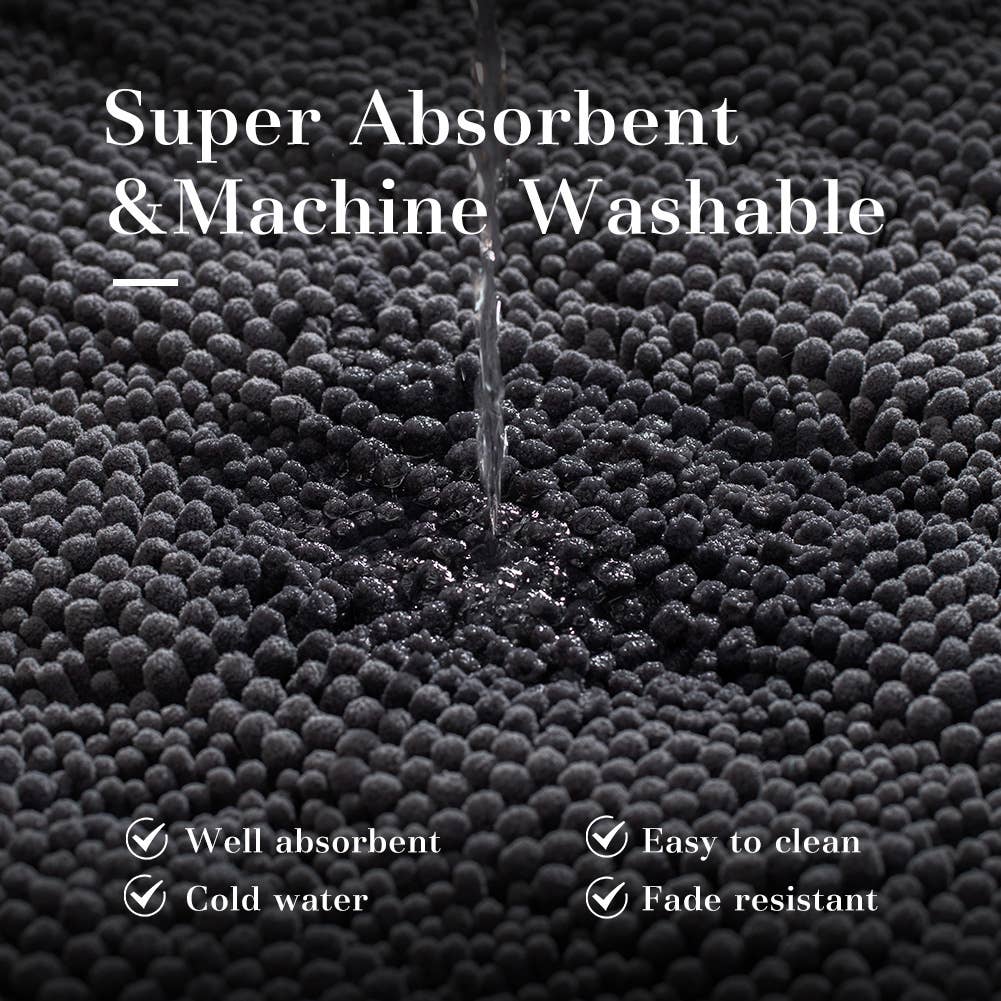 Kasentex - Vendita all'ingrosso Tappetini da bagno - Tappeto da bagno in ciniglia soffice con design geometrico e fondo antiscivolo31