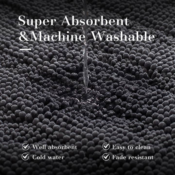 Kasentex - Vendita all'ingrosso Tappetini da bagno - Tappeto da bagno in ciniglia soffice con design geometrico e fondo antiscivolo31