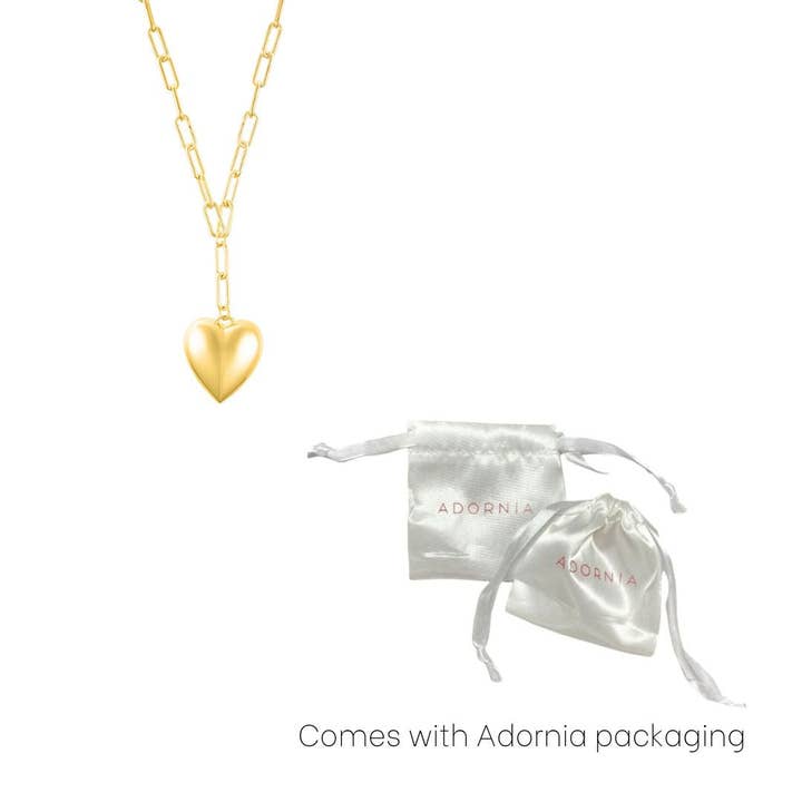 Adornia - Wholesale Pendant/Charm Necklace - Oversized Puffy Heart Paper Clip Chain Necklace3