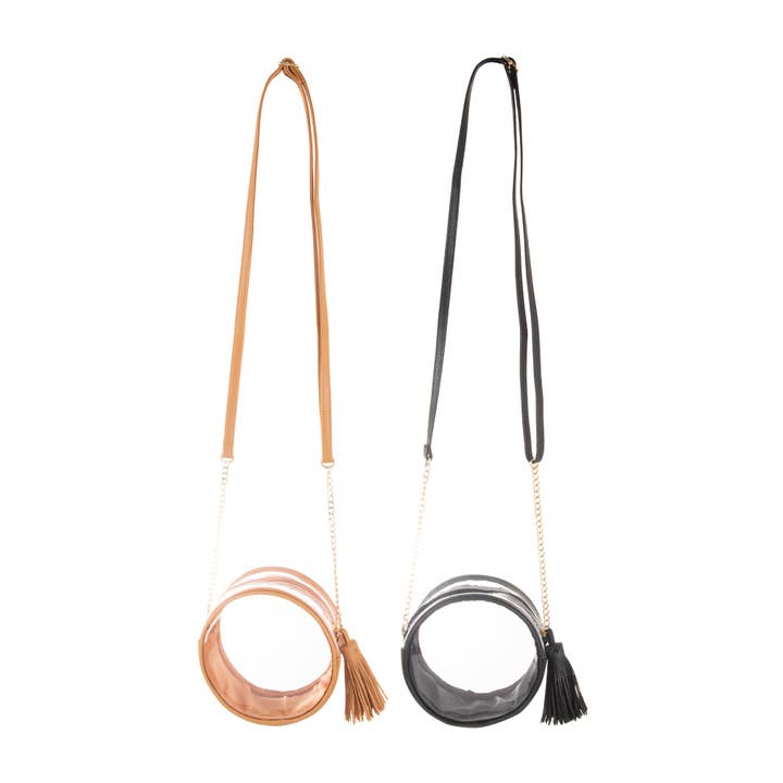 Clear Circle Crossbody Prepack 12pc for wholesale by Mainstreet Collection