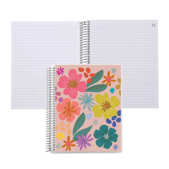 7x9 Popping Petals Coiled Notebook - lined, platinum coil for wholesale by Erin Condren Design