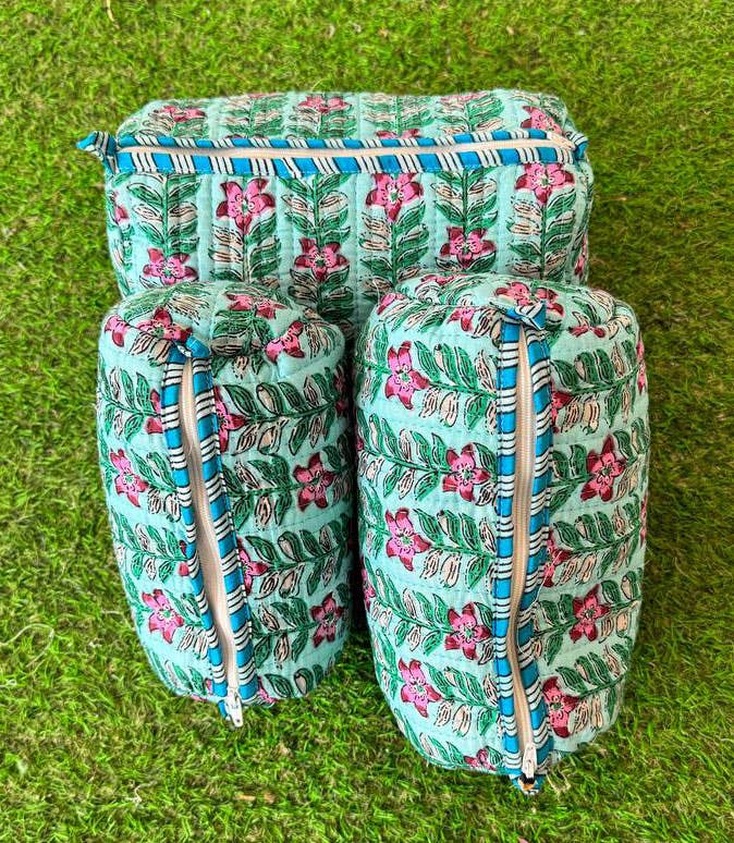 GYPSY STUDIO - Wholesale Makeup/Cosmetic Bag - Girls Bag Women's Makeup Bag Quilted Cotton Block Print Bags0