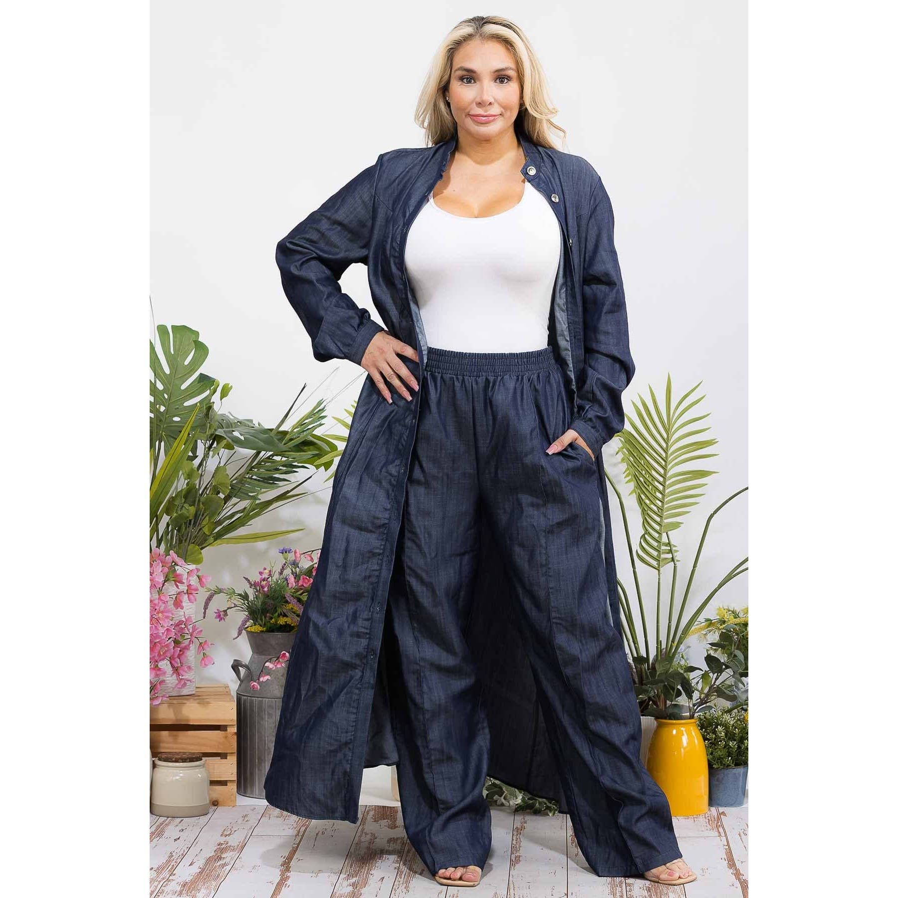 Plus Size Denim Two Pc Set for wholesale on Faire0
