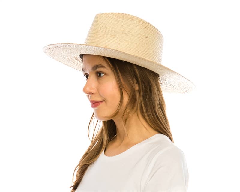 DNMC - Wholesale Straw Hat - Women's - Mexican Palm Leaf Straw Rancher Hat - Flat Brim7